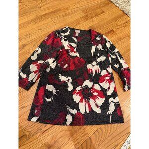 CHICOS CHICO'S WOMENS FLORAL MULTI COLOR SHIRT BLOUSE SIZE 0 US 4